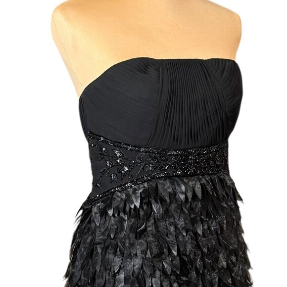 Sue Wong Strapless Cocktail Dress Sz 8 Black Beaded Formal Event Glam Feminine - Picture 4 of 16